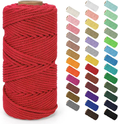 Miniatura 139 de Cordón de macramé de 0.079 in x 380 yardas (1140 pies), cuerda de algodón natural para colgar en la pared, ganchos de plantas, manualidades, Beige