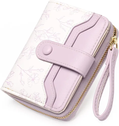 Miniatura 8 de GAEKEAO Cartera para mujer delgada y fina con bloqueo RFID, de cuero con flores, tarjetero plegable, cartera larga para damas con bolsillo