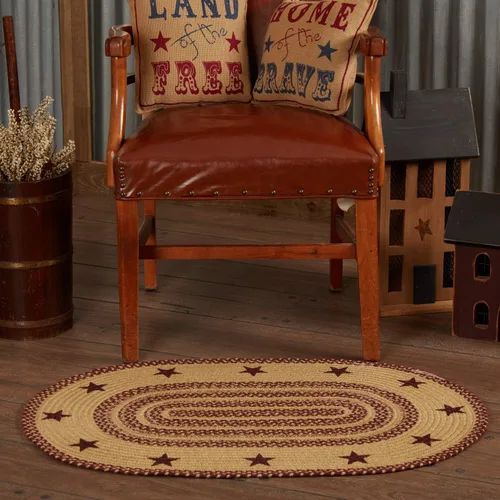 Miniatura 7 de VHC Brands Alfombra de yute marrón burdeos con diseño de estrellas y almohadilla de 16.5 x 33 pulgadas