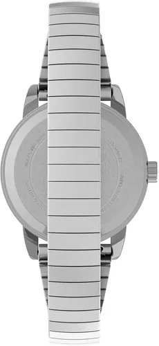 Miniatura 3 de Timex Easy Reader - Juego de caja de reloj de 0.984in para mujer, esfera blanca plateada con correa de expansión cónica + correa de cuero negro