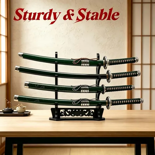 Miniatura 7 de Soporte de 4 niveles para espada, soporte de mesa para katana, sable de luz, Genji, espadas samurái