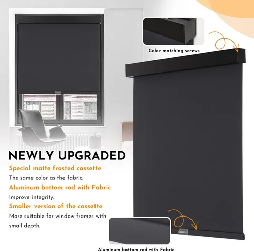 Miniatura 20 de Persilux Persianas enrollables opacas inalámbricas para ventanas, parada libre con cenefa, persianas de tela con aislamiento térmico, protección UV