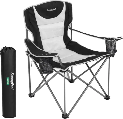 Miniatura 14 de SUNNYFEEL Silla de campamento de gran tamaño para adultos grandes y altos, silla de campamento plegable resistente que soporta 500 libras, silla