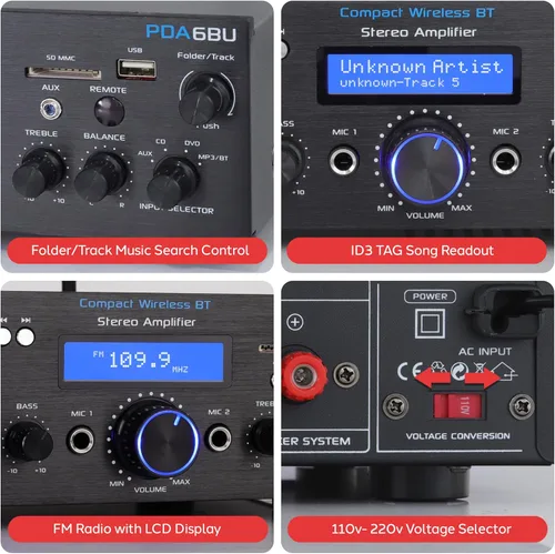 Miniatura 5 de Pyle Amplificador receptor [Compact HOME Theater sistema de audio digital] con transmisión inalámbrica estéreo Bluetooth Radio FM Lectores
