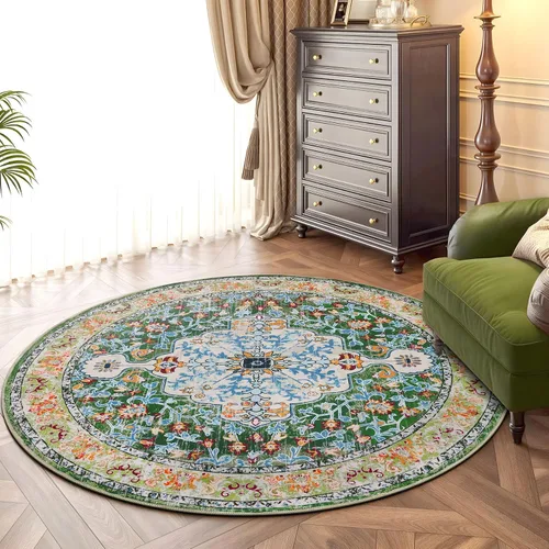 Miniatura 36 de U'Artlines Alfombra de Área Bohemia Lavable, 2x3 Pequeña Suave Antideslizante Vintage Felpudo para Puerta Frontal Interior Alfombra Verde