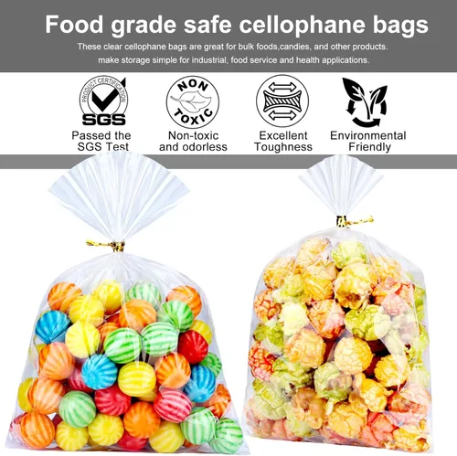 Miniatura 3 de OYAVISR Bolsas transparentes para caramelos, 200 unidades, celofán de 5 x 7 pulgadas, regalo de fiesta, dulces, pasteles, bolsas de manzana, celofán