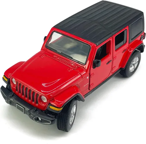 Miniatura 3 de Wrangler Sahara - Vehículo de juguete fundido a presión a presión de 4 puertas, vehículos de metal a escala 1/32, vehículos de metal fundido a Rojo
