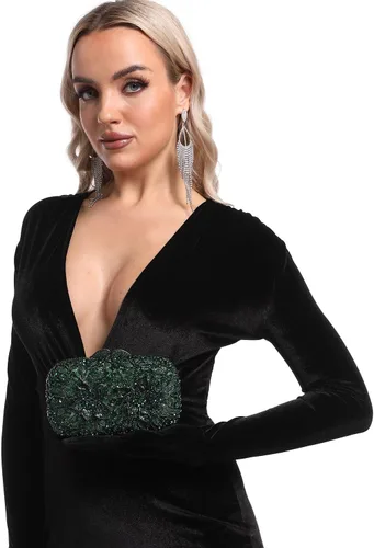 Miniatura 5 de Boutique De FGG Doble flores mujeres cristal embrague bolsos de noche boda fiesta rhinestone bolsos y carteras