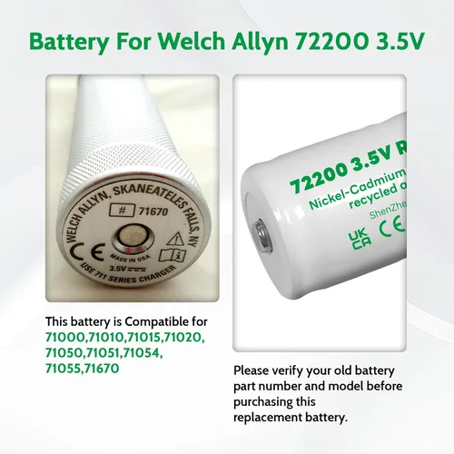 Miniatura 4 de Batería de repuesto para Welch Allyn 72200 3.5V 1500 mAh batería recargable