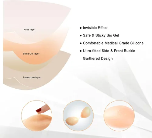 Miniatura 4 de VICETONE Adhesive Bra Strapless Sticky Invisible Push up Reusable Silicone Bra The Best Off Backless Viscous Bra for Women