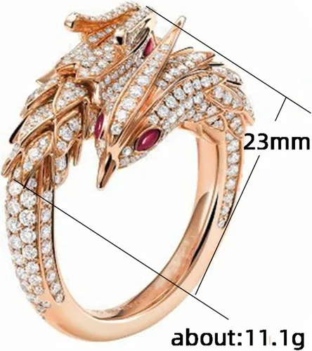 Miniatura 2 de Anillos de oro de dragón fénix ajustables para parejas, anillos de compromiso de joyería para regalos
