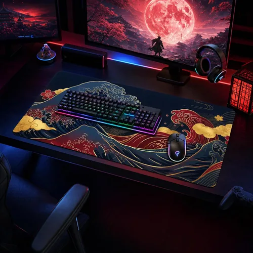Miniatura 19 de AQQA Alfombrilla grande para mouse (35 x 17 pulgadas), extendida XXXL con base de goma antideslizante, líneas de mapa topográfico de fondo, contorno