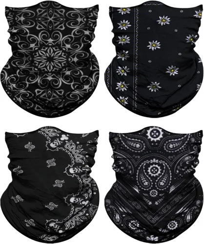Miniatura 22 de Paquete de 4 polainas para el cuello para hombres y mujeres cubierta facial máscara envoltorio para la cabeza pasamontañas accesorio para la cabeza