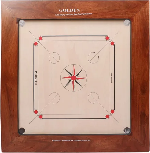 KD Golden Carrom - Juego de mesa antiguo para interiores aprobado por la Federación Carrom de India y la Asociación Maharashtra Carrom (1.417 in,