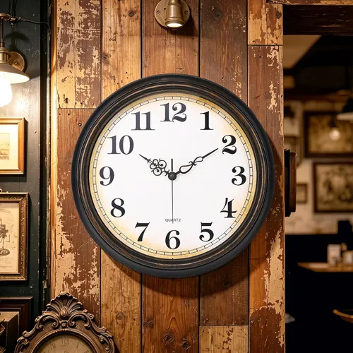 Miniatura 2 de Yoiolclc Reloj de pared grande de 16 pulgadas, silencioso, sin tictac, vintage, funciona con pilas, para sala de estar, oficina, escuela (bronce)