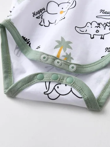 Miniatura 61 de Conjunto de 3 piezas de ropa de bebé recién nacido con estampado de manga larga + pantalones + sombrero