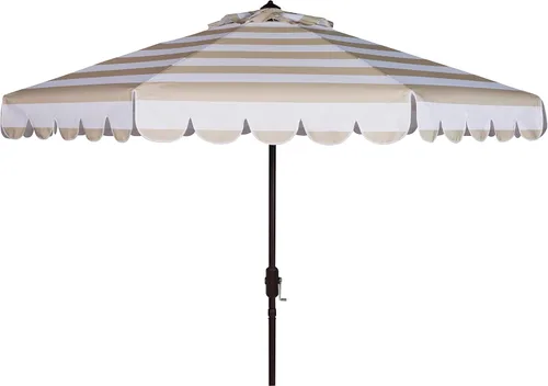 Miniatura 12 de SAFAVIEH Sombrilla de patio para exteriores, redonda, de 9 pies, colección Maui, rayas azul marino y blanco, manivela, inclinación con botón, Azul