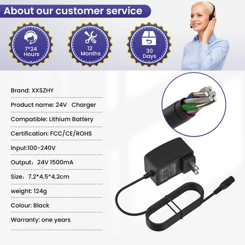 Miniatura 7 de Cargador de scooter eléctrico de 24 V para Razor E100 E125 E150 E175 E200 E300 MX350 Dirt Bike Pocket Mod Dirt Quad Motocicleta Scooter Cargador