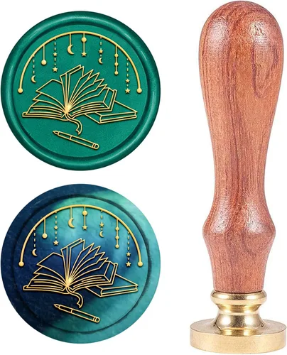 Miniatura 10 de CRASPIRE Sello de cera con tapa de graduación de 1.181 in, cabeza de latón extraíble con mango de madera para invitaciones de boda, envoltura