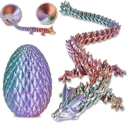 Miniatura 15 de Huevos de dragón pequeños con dragón en el interior, regalos divertidos sorpresa impresos en 3D para niños, juguetes fidget articulados de dragón Oro
