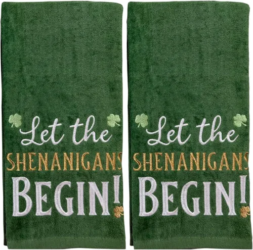 Miniatura 26 de Serafina Home Toallas de mano de baño irlandesas del día de San Patricio: suave y absorbente para invitados de cocina con bordado de trébol verde