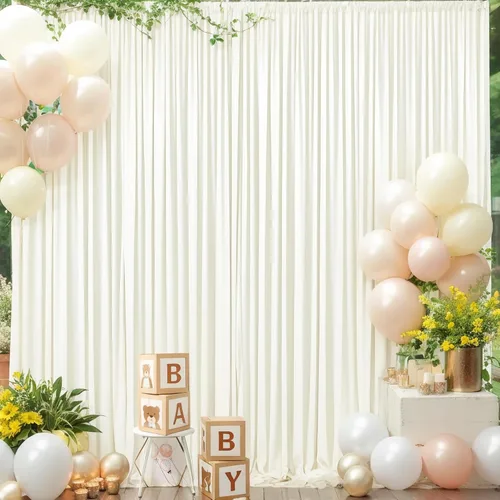 Miniatura 78 de Cortina de fondo beige de 10x10 para bodas y fiestas, cortina de fondo beige sin arrugas para fotos, cortinas de fondo para decoración de baby Gris