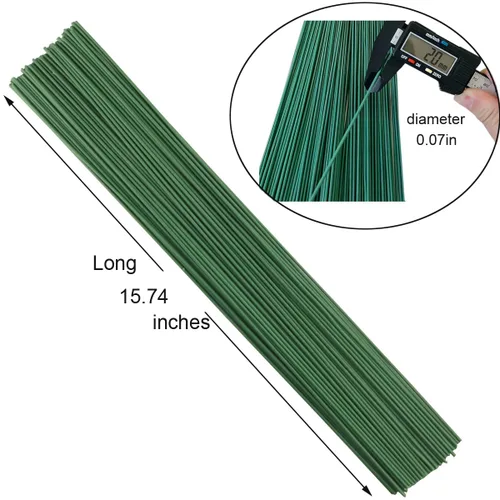 Miniatura 2 de Arlai 100 piezas de alambre de tallo floral calibre 2, 16 pulgadas, alambre floral verde oscuro - Suministros para hacer coronas de flores