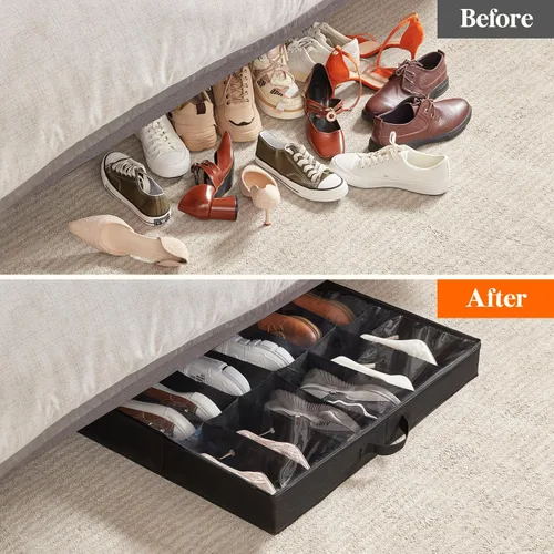 Miniatura 7 de Lifewit Organizador de almacenamiento de zapatos debajo de la cama, 1 paquete (12 celdas de zapatos), caja de contenedor de tela de perfil de 4.3