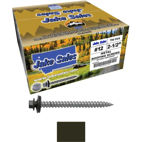 Miniatura 11 de 12 tornillos para techos de metal gris ABC de 2-1/2 pulgadas, cabezal de arandela hexagonal, arranque automático/roscado, arandela EPDM. 1 bolsa