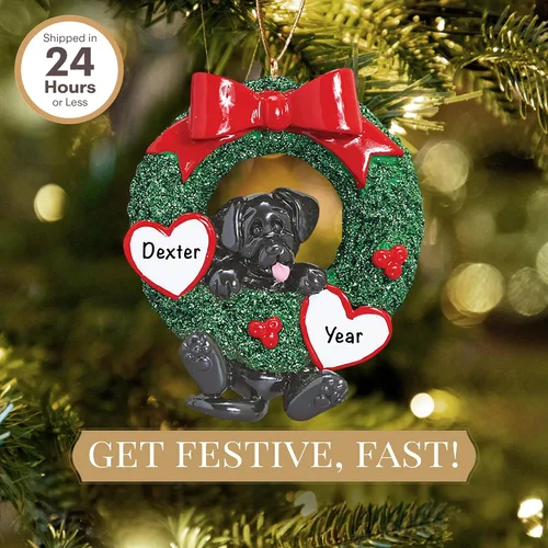 Miniatura 2 de Adorno de perro Labrador negro personalizado 2026 Personalizado las 24 horas, adornos de Navidad para mascotas grabados con láser para árbol