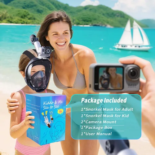 Miniatura 3 de Greatever G2 Adults Kids Full Face Snorkel Mask 2 Pcs,Snorkeling Gear with Latest Dry Top System,Foldable 180 Degree Panoramic View,Safe