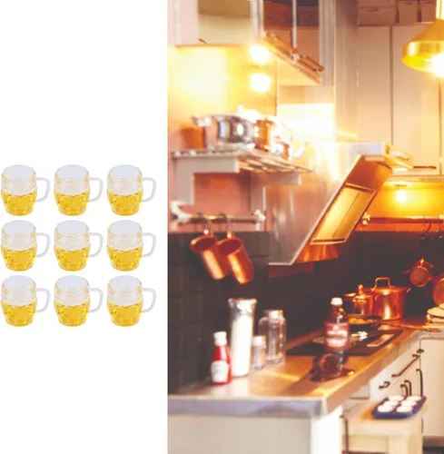 Miniatura 7 de VGEBY 20 tazas de cerveza para casa de muñecas, mini tazas de cerveza para casa de muñecas, modelo para mini manualidades, accesorios en miniatura