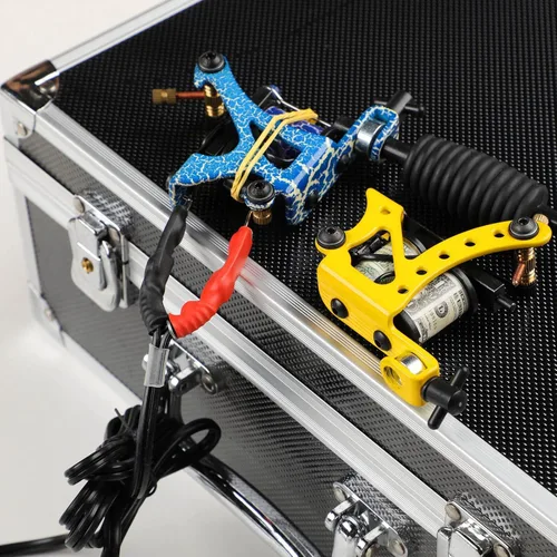 Miniatura 3 de Solong Kit Completo de Tatuaje 4 Pistolas de Máquina Pro 54 Tintas Fuente de Alimentación Pedal de Pie Agujas Agarres Puntas Estuche de Transporte