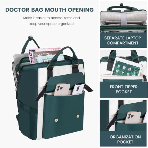 Miniatura 3 de LOVEVOOK - Mochila para laptop de mujer, bolsa de trabajo, viaje, computadora, mochila para maestra o enfermera, bolsa para libros, beige verde