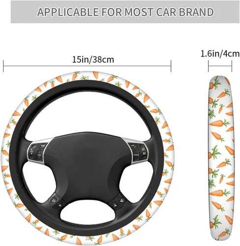 Miniatura 3 de Swono Funda para volante para hombres y mujeres, zanahorias de Pascua, naturaleza linda, universal, 15 pulgadas, antideslizante, sin olor