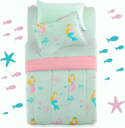 Miniatura 5 de SLEEP ZONE - Juego de edredón de 5 piezas tamaño Individual para niños, estampado suave, con edredón, sábanas y fundas para cojín y almohada, diseño