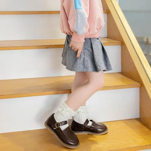 Miniatura 7 de HOUSEYUAN Calcetines de vestir blancos con volantes para bebé y niña, con encaje de algodón, con volantes