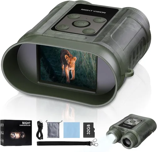 Miniatura 8 de Gafas de visión nocturna, prismáticos compactos de visión nocturna, tarjeta de 32GB incluida, captura de foto/video, herramientas al aire libre