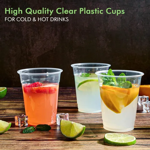 Miniatura 5 de FOCUSLINE Paquete de 200 vasos de plástico transparente desechables de 12 onzas, vasos de plástico transparente desechables, vasos para agua, jugo
