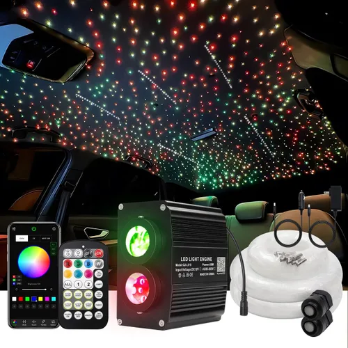 Miniatura 10 de AKEPO Luces de fibra óptica de 12 W parpadeantes+meteorito 2 en 1 con control de aplicación Starlight, 300 piezas x 0.03 pulgadas x 9.8 pies+240