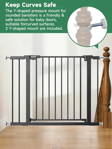 Miniatura 8 de Puerta de bebé extra ancha de 29.5-46 pulgadas para escaleras, puerta para perros para puertas, puerta de metal para mascotas con cierre automático
