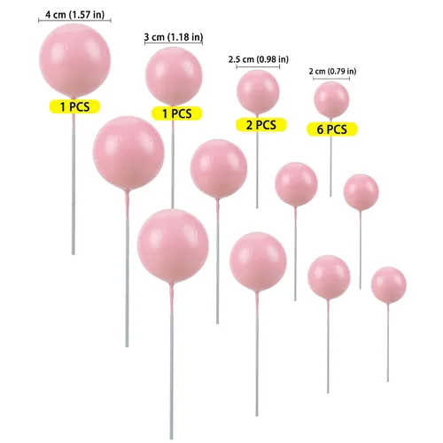 Miniatura 2 de Gyufise 30 Piezas Bolas Topper para Pastel DIY Insertables para Pastel Palillos de Bolas para Pastel Topper para Cupcakes para Fiesta de Cumpleaños