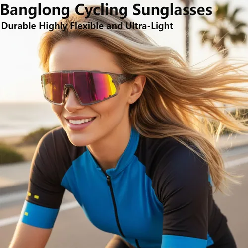 Miniatura 3 de BangLong Gafas de sol deportivas para ciclismo, protección UV400, para pesca, conducción, correr, béisbol, para hombres y mujeres Transparente y rosa