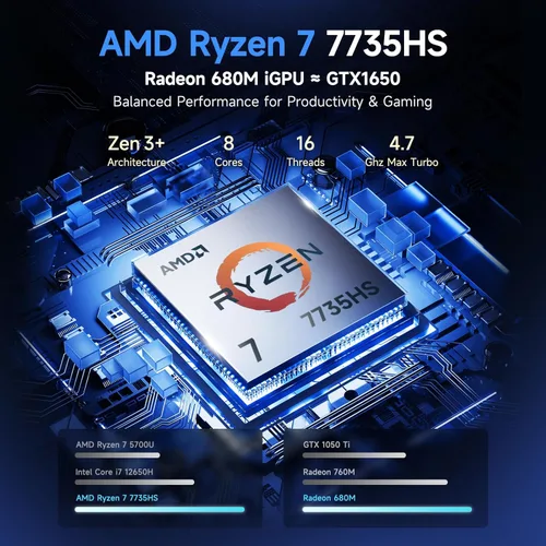 Miniatura 2 de NIMO Portátil para juegos IPS FHD de 15.6 pulgadas, AMD 8 núcleos Ryzen 7 7735HS 16GB DDR5 RAM 1TB SSD (8C/16T, Beats Ryzen 9 4900H) computadora