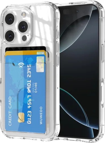 Miniatura 17 de 【Actualización】 Funda tipo cartera transparente para iPhone 13, antiamarilleo, delgada, parachoques de TPU + funda trasera de policarbonato con 2
