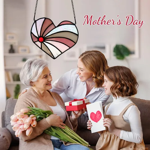 Miniatura 8 de Atrapasoles con forma de corazón para colgar ventanas, regalo de cumpleaños en forma de corazón para abuela, tía, hermana, padres, para mujeres