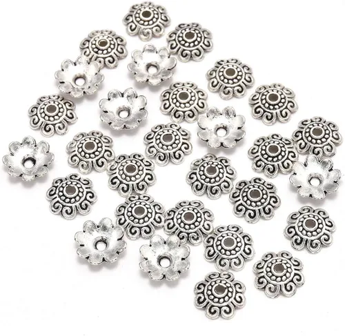 Miniatura 20 de 100 unidades/lote de tapas de cuentas de 0.236 pulgadas para joyas, receptáculo de extremo, ahuecado, toro de flores, bricolaje, espaciado