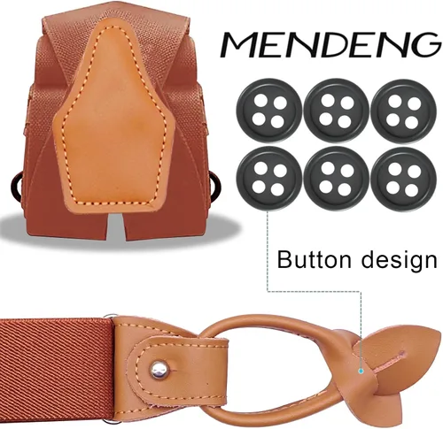 Miniatura 22 de MENDENG Tirantes de gancho giratorio de bronce vintage con 4 tirantes ajustables para hombre