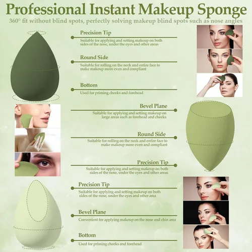 Miniatura 3 de Juego de 14 esponjas de maquillaje, mezclador de esponjas de belleza con 4 borlas de polvo y 4 mini esponjas de maquillaje, regalo del día de San