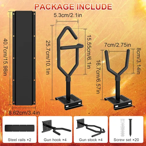 Miniatura 2 de JBBTOOL Soporte para armas de interior – Soporte de pared de acero resistente mejorado, pantalla ajustable y soporte seguro para escopetas y rifles